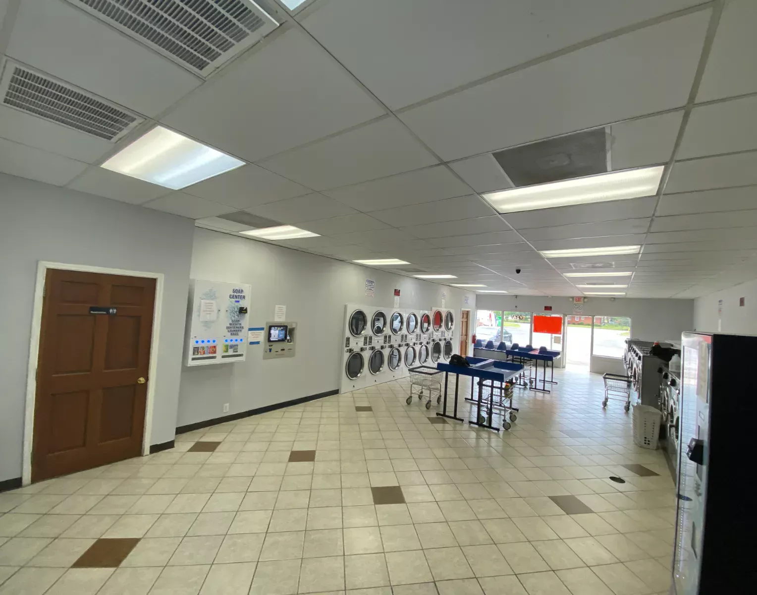 Soap center and card kiosk inside the laundromat