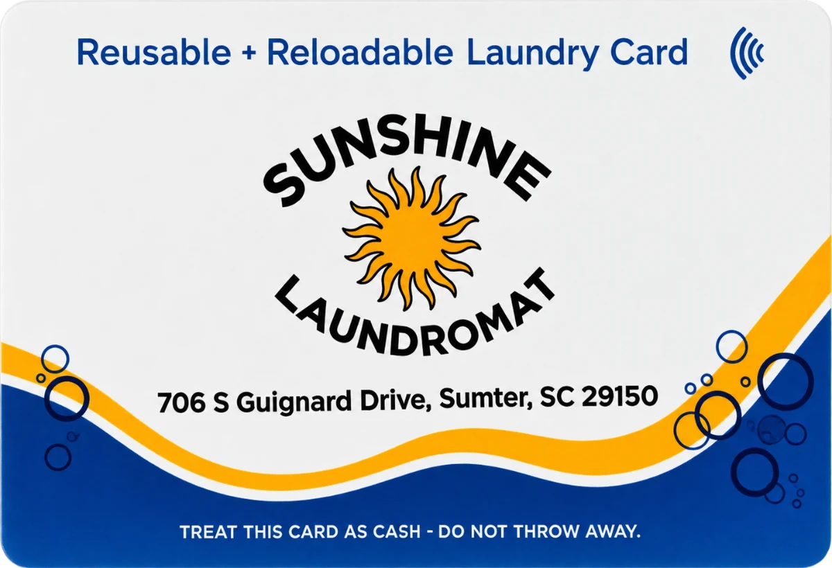 The reusable, reloadable Sunshine Laundromat laundry card